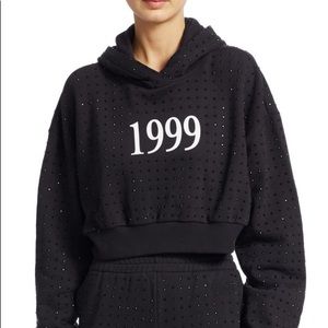 Frankie B Los Angeles 1999 Rhinestone Cropped Hoodie - Size XS